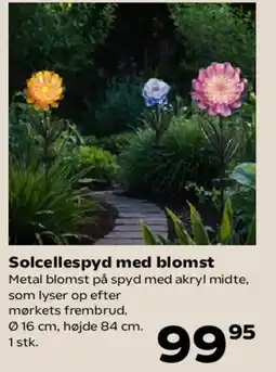 Kvickly Solcellespyd med blomst tilbud