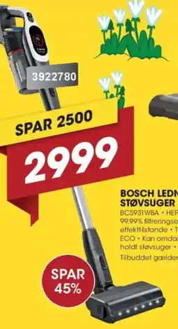 Punkt1 BOSCH Ledningsfri støvsuger BCS931WBA tilbud