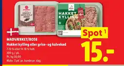 Lidl MADVÆRKET/ROSE Hakket kylling eller grise- og kalvekød tilbud