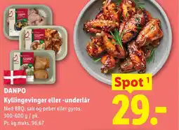Lidl DANPO Kyllingevinger eller -underlår tilbud