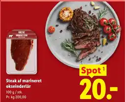 Lidl Steak af marineret okseinderlår tilbud