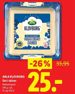 Lidl ARLA Klovborg Ost i skiver tilbud