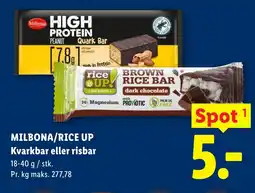 Lidl MILBONA/RICE UP Kvarkbar eller risbar tilbud