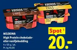Lidl MILBONA High Protein chokolade- eller vaniljebudding tilbud