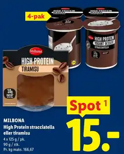 Lidl MILBONA High Protein stracciatella eller tiramisu tilbud