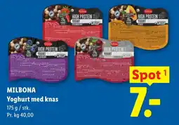 Lidl MILBONA Yoghurt med knas tilbud