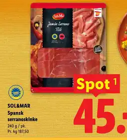 Lidl SOL&MAR Spansk serranoskinke tilbud