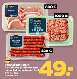 Netto VELSMAG Koteletter, marinerede grillfakler eller dansk hakket grisekød 8-12 tilbud