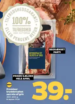 Netto PREMIEUR Kryddersaltet secreto af gris tilbud