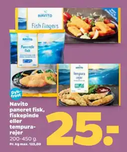 Netto NAVITO Paneret fisk, fiskepinde eller tempura- rejer tilbud