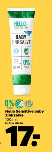Netto HELLO SENSITIVE Baby zinksalve tilbud