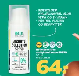 Netto HELLO SENSITIVE Ansigtssolcreme SPF50 tilbud