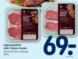 REMA 1000 Højrebsbøffer eller ribeye steaks tilbud