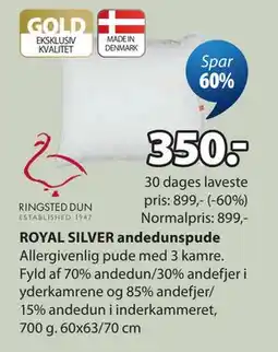 JYSK ROYAL SILVER andedunspude tilbud