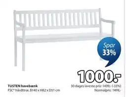 JYSK TUSTEN havebænk tilbud