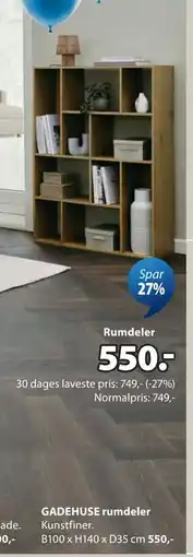 JYSK GADEHUSE rumdeler tilbud