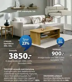 JYSK TEGLHUSE sovesofa med chaiselong tilbud