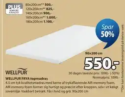 JYSK WELLPUR FRYA topmadras tilbud