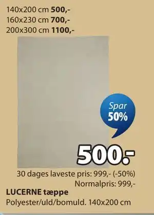 JYSK LUCERNE tæppe tilbud