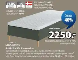 JYSK SUMELVI + KOLA boxmadras tilbud