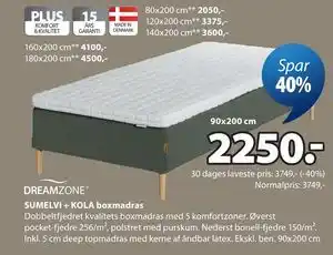 JYSK SUMELVI + KOLA boxmadras tilbud