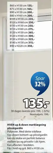 JYSK HVEN up & down mørklægning plisségardin tilbud