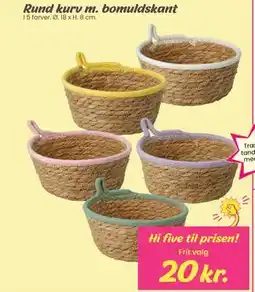 Hi five Rund kurv m. bomuldskant tilbud