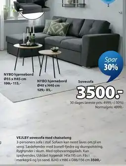 JYSK VEJLBY sovesofa med chaiselong tilbud