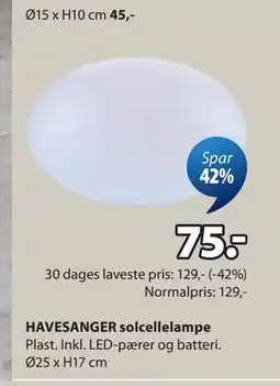 JYSK HAVESANGER solcellelampe tilbud