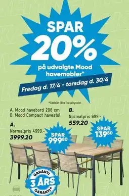 Bilka Mood havebord 208 cm tilbud