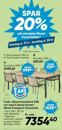 Bilka SPAR 20% på udvalgte Mood havemøbler tilbud