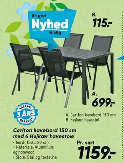 Bilka Carlton havebord 150 cm tilbud