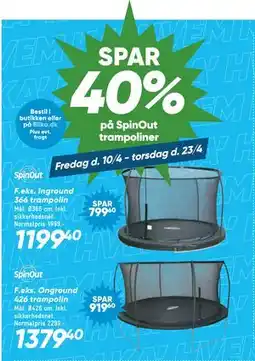 Bilka Spar 40% på SpinOut trampoliner tilbud