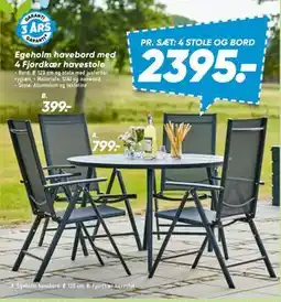 Bilka Egeholm havebord med 4 Fjordkær havestole tilbud