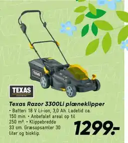 Bilka Texas Razor 3300Li plæneklipper tilbud