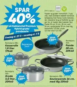 Bilka SPAR 40% på Køkkenchef Premium Hybrid gryde/ pandeserie tilbud