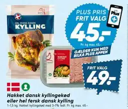 Bilka Hakket dansk kyllingekød eller hel fersk dansk kylling tilbud