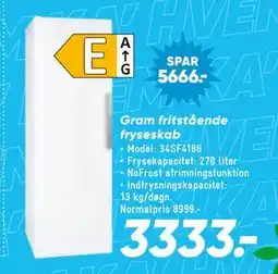 Bilka Gram fritstående fryseskab tilbud