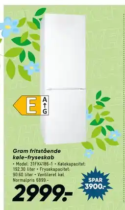 Bilka Gram fritstående køle-fryseskab tilbud
