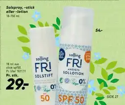 Bilka Solspray, -stick eller -lotion tilbud