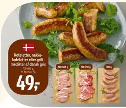 Føtex Koteletter, nakkekoteletter eller grillmedister af dansk gris tilbud