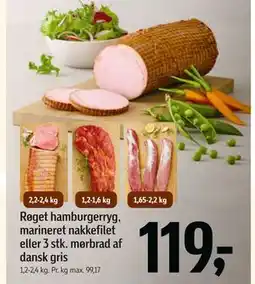 Føtex Røget hamburgerryg, marineret nakkefilet eller 3 stk. mørbrad af dansk gris tilbud
