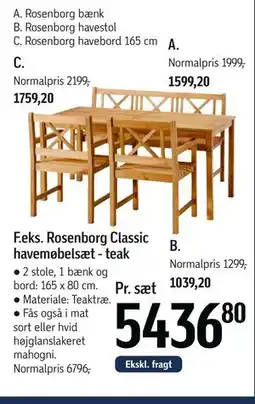 Føtex Rosenborg Classic havemøbelsæt - teak tilbud