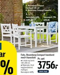 Føtex Rosenborg Compact havebord med 4 havestole tilbud