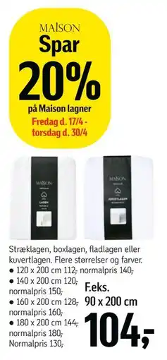 Føtex Spar 20% på Maison lagner tilbud