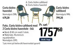 Føtex Corlu bistro cafébord med 2 Corlu bistro havestole - blå tilbud