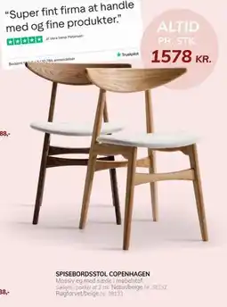 Daells Bolighus SPISEBORDSSTOL COPENHAGEN tilbud
