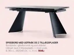Daells Bolighus SPISEBORD MED UDTRÆK OG 2 TILLÆGSPLADER tilbud