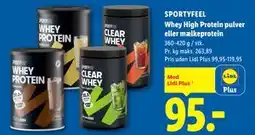 Lidl SPORTYFEEL Whey High Protein pulver eller mælkeprotein, App-pris tilbud
