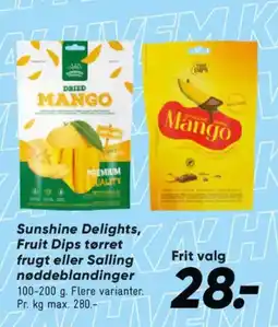 Bilka Sunshine delights, fruit dips tørret frugt eller salling nøddeblandinger tilbud